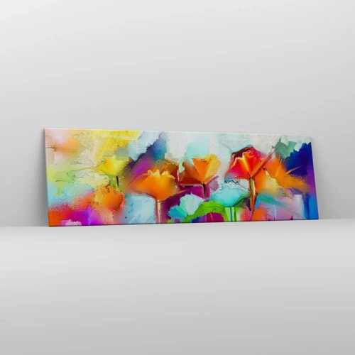 Lærredstryk - Billede på lærred - Regnbuen i blomstring - 160x50 cm