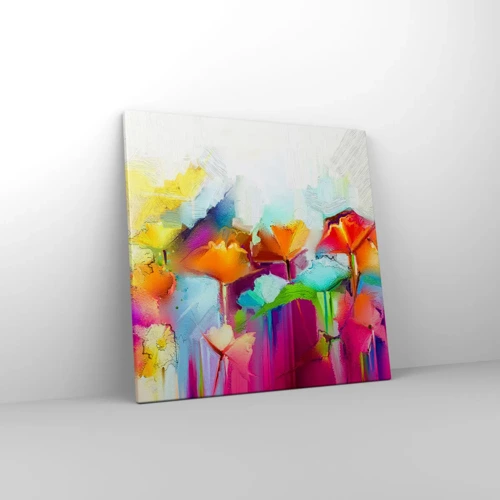 Lærredstryk - Billede på lærred - Regnbuen i blomstring - 50x50 cm
