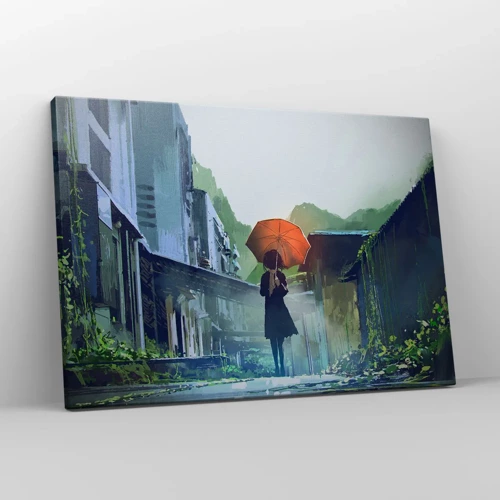 Lærredstryk - Billede på lærred - Revitaliserende regn - 70x50 cm