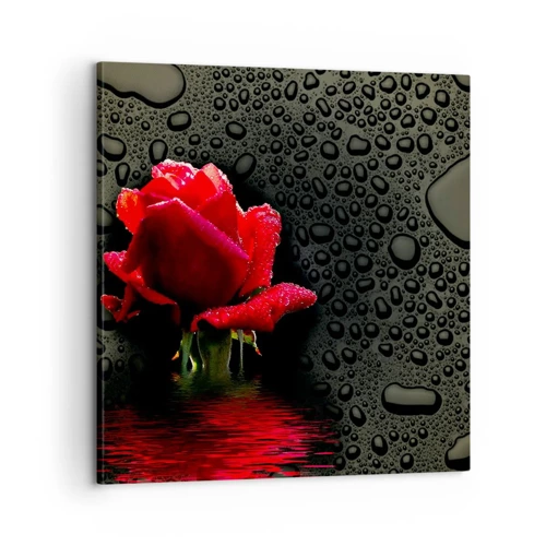 Lærredstryk - Billede på lærred - Rød og sort - 60x60 cm