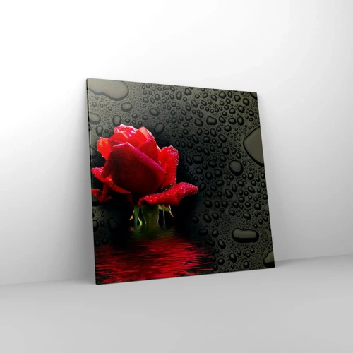 Lærredstryk - Billede på lærred - Rød og sort - 70x70 cm