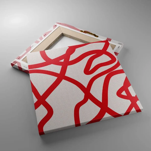 Lærredstryk - Billede på lærred - Rød på hvid - 30x30 cm