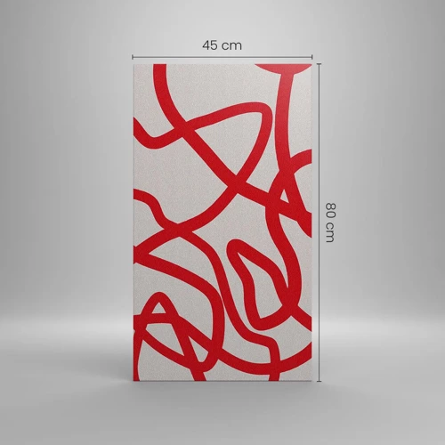 Lærredstryk - Billede på lærred - Rød på hvid - 45x80 cm