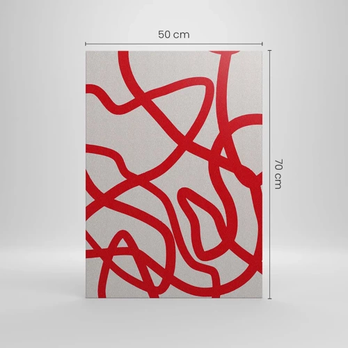 Lærredstryk - Billede på lærred - Rød på hvid - 50x70 cm