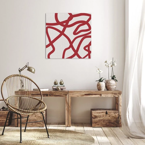 Lærredstryk - Billede på lærred - Rød på hvid - 60x60 cm