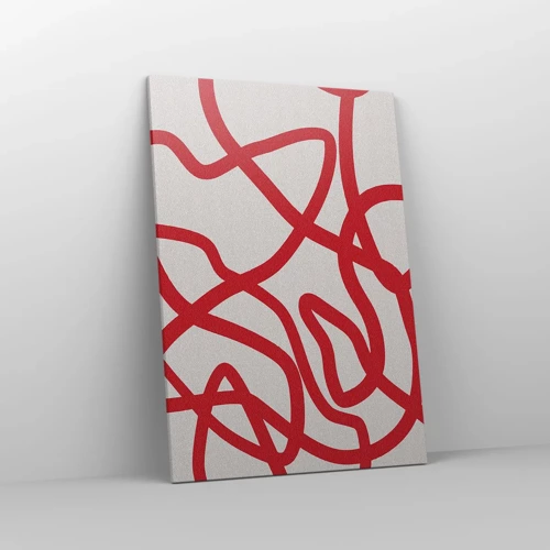 Lærredstryk - Billede på lærred - Rød på hvid - 70x100 cm
