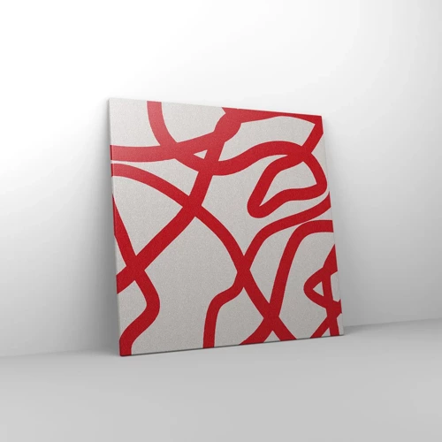 Lærredstryk - Billede på lærred - Rød på hvid - 70x70 cm