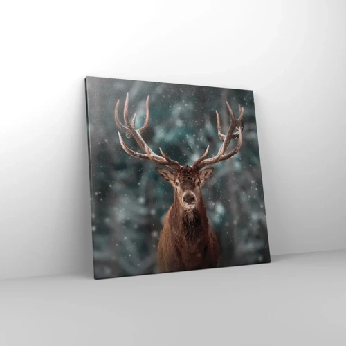 Lærredstryk - Billede på lærred - Skovens konge kronet - 50x50 cm