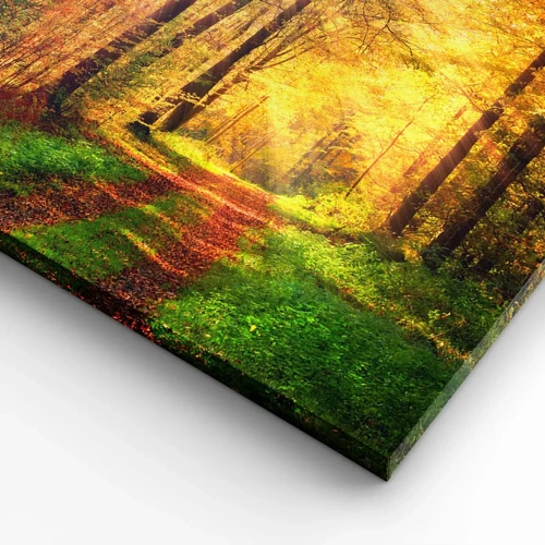 Lærredstryk - Billede på lærred - Skovgylden stilhed - 100x40 cm