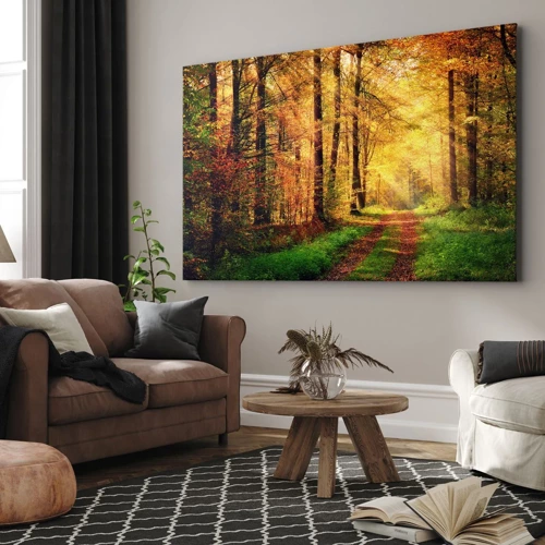Lærredstryk - Billede på lærred - Skovgylden stilhed - 100x70 cm