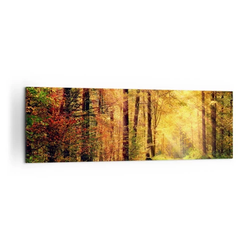 Lærredstryk - Billede på lærred - Skovgylden stilhed - 160x50 cm