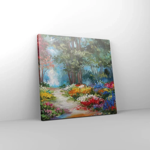 Lærredstryk - Billede på lærred - Skovhave, blomsterskov - 30x30 cm