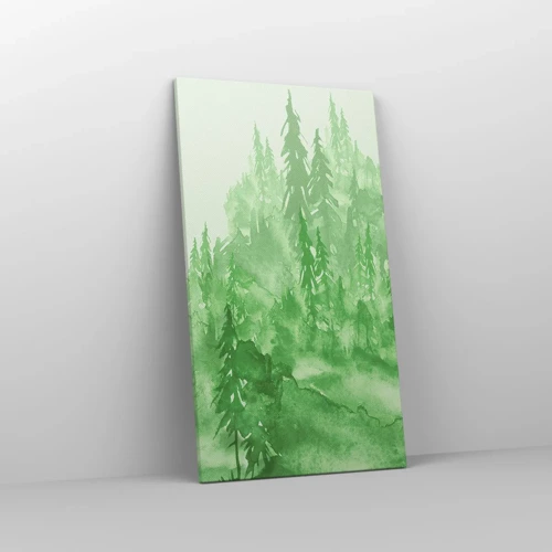 Lærredstryk - Billede på lærred - Sløret af grøn tåge - 45x80 cm