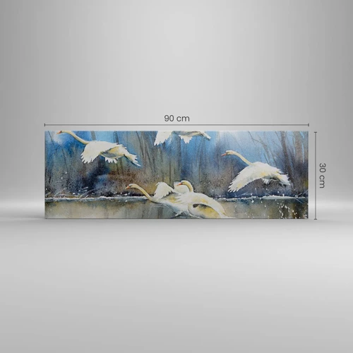 Lærredstryk - Billede på lærred - Som i en fortælling om vilde svaner - 90x30 cm