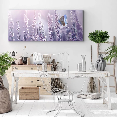 Lærredstryk - Billede på lærred - Sommerfuglekys - 140x50 cm