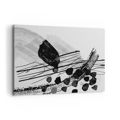 Lærredstryk - Billede på lærred - Sort og hvid organisk abstraktion - 100x70 cm