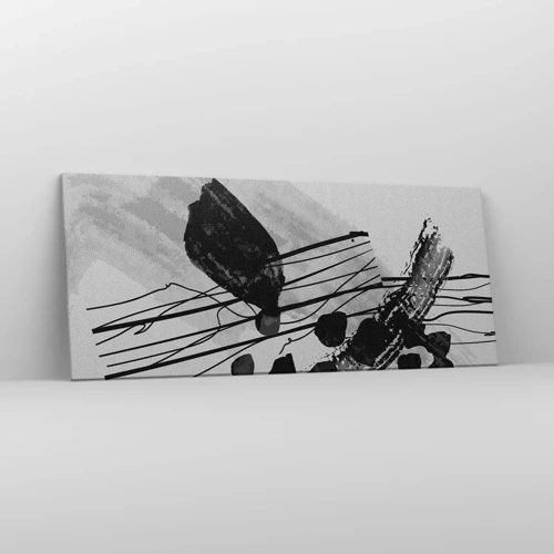 Lærredstryk - Billede på lærred - Sort og hvid organisk abstraktion - 120x50 cm