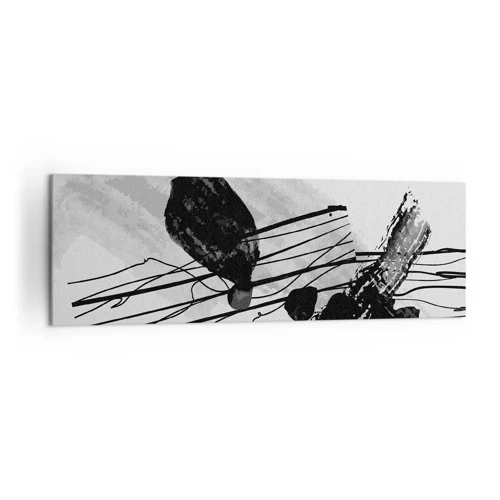 Lærredstryk - Billede på lærred - Sort og hvid organisk abstraktion - 160x50 cm