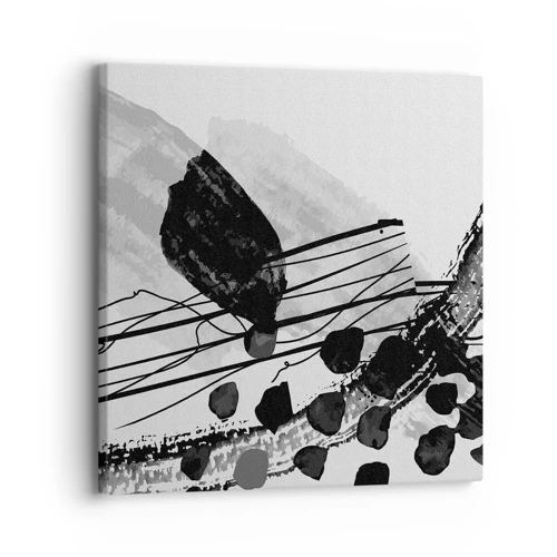 Lærredstryk - Billede på lærred - Sort og hvid organisk abstraktion - 30x30 cm
