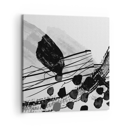 Lærredstryk - Billede på lærred - Sort og hvid organisk abstraktion - 60x60 cm