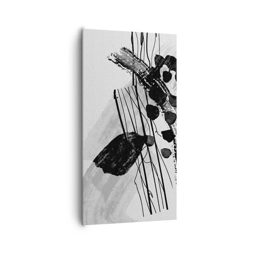 Lærredstryk - Billede på lærred - Sort og hvid organisk abstraktion - 65x120 cm