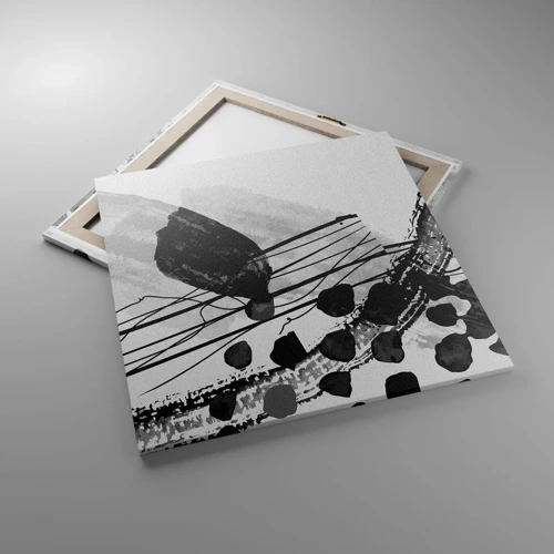 Lærredstryk - Billede på lærred - Sort og hvid organisk abstraktion - 70x70 cm