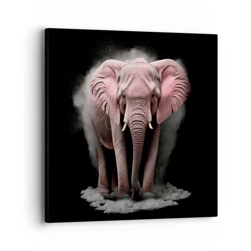 Lærredstryk - Billede på lærred - Tænk ikke på en lyserød elefant! - 40x40 cm