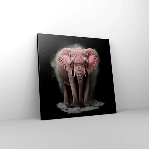 Lærredstryk - Billede på lærred - Tænk ikke på en lyserød elefant! - 40x40 cm