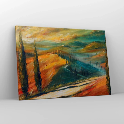 Lærredstryk - Billede på lærred - Toscansk landskab - 100x70 cm