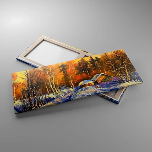 Lærredstryk - Billede på lærred - Vinterindtryk i solen - 100x40 cm