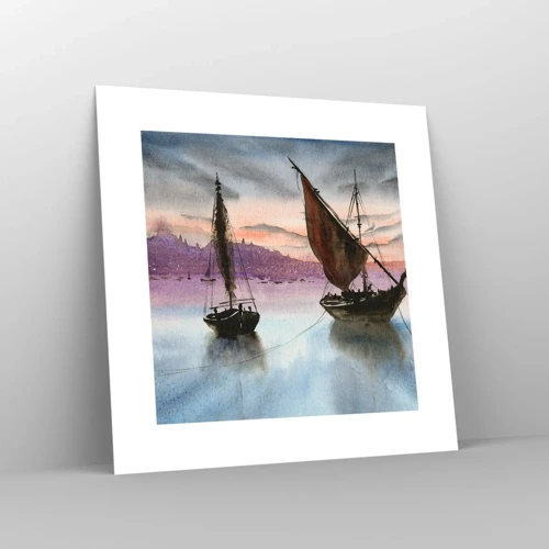 Plakat - Aften i havnen - 30x30 cm