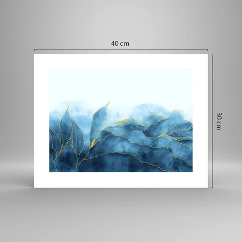 Plakat - Blå i guld - 40x30 cm