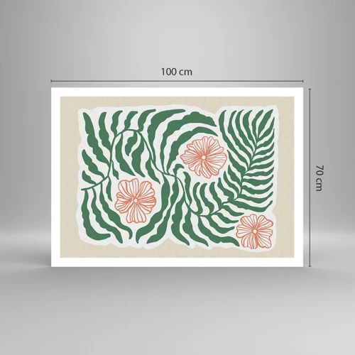 Plakat - Blomstrede i grønt - 100x70 cm