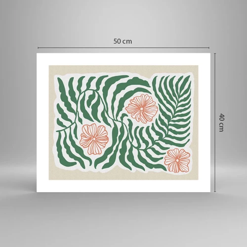 Plakat - Blomstrede i grønt - 50x40 cm