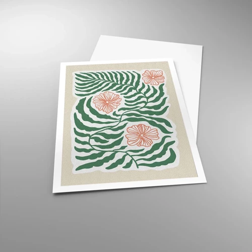 Plakat - Blomstrede i grønt - 70x100 cm