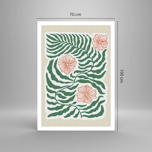 Plakat - Blomstrede i grønt - 70x100 cm