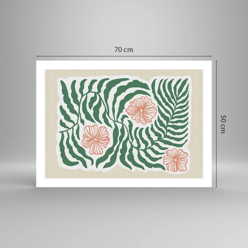 Plakat - Blomstrede i grønt - 70x50 cm