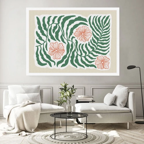 Plakat - Blomstrede i grønt - 70x50 cm