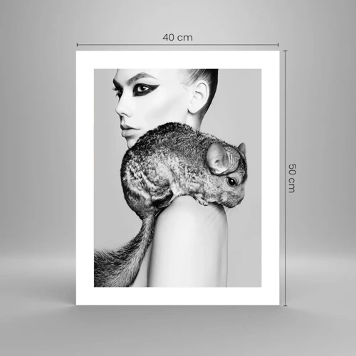 Plakat - Dame med en chinchilla - 40x50 cm