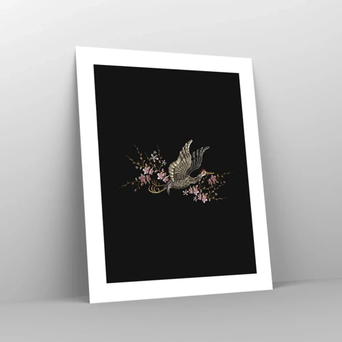 Plakat - Eksotisk broderet fugl - 40x50 cm