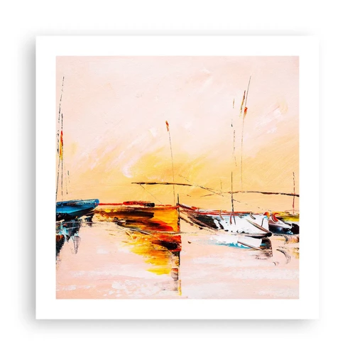 Plakat - En aften i havnen - 50x50 cm