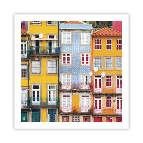 Plakat - Farverne i den gamle bydel - 60x60 cm