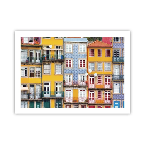 Plakat - Farverne i den gamle bydel - 70x50 cm