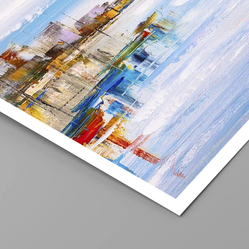 Plakat - Flerfarvet urban havn - 100x70 cm