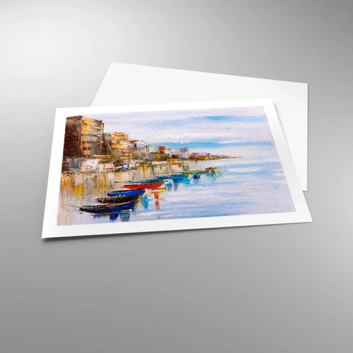 Plakat - Flerfarvet urban havn - 70x50 cm