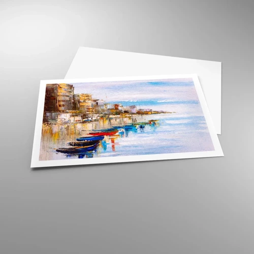 Plakat - Flerfarvet urban havn - 91x61 cm