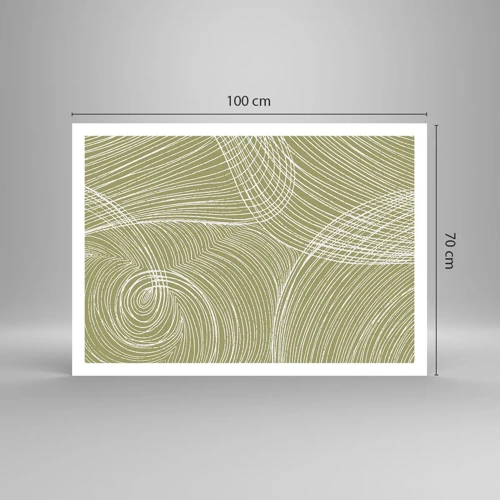 Plakat - Indviklet abstraktion i hvidt - 100x70 cm