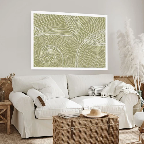 Plakat - Indviklet abstraktion i hvidt - 100x70 cm