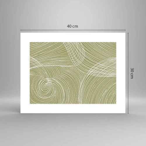 Plakat - Indviklet abstraktion i hvidt - 40x30 cm
