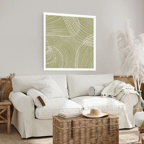 Plakat - Indviklet abstraktion i hvidt - 60x60 cm